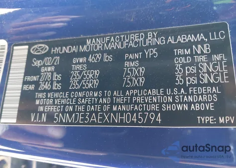 2022 Hyundai Tucson Limited from USA, damaged, VIN 5NMJE3AEXNH045794